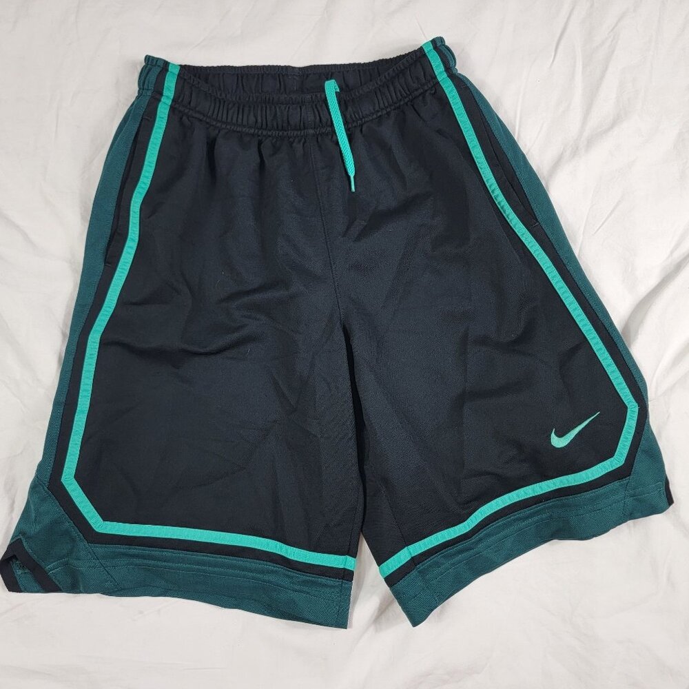 Nike Dri Fit Mens Large Black Green Athletic Shorts Casual Running Gym Training